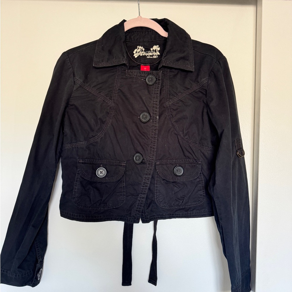 Mossimo Supply Co Black Utility Jacket with Drawstring Waist